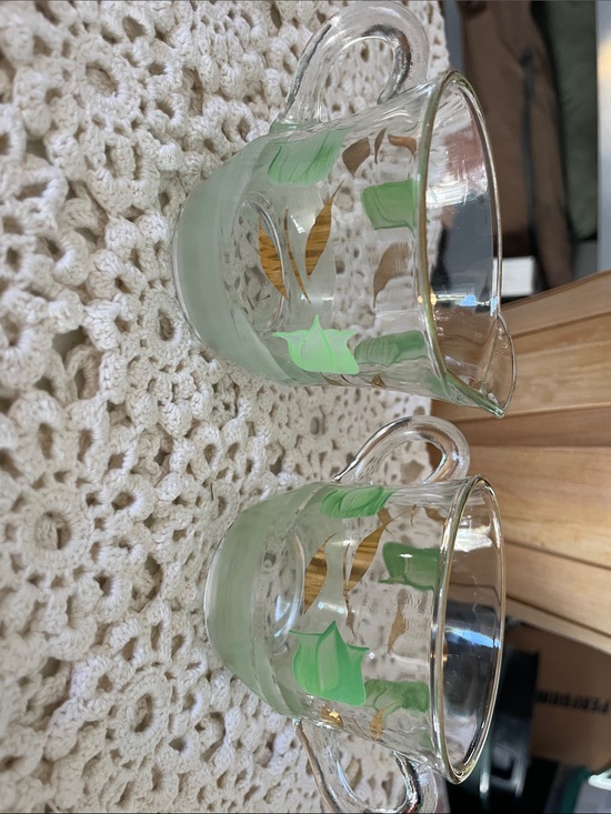 Bartlett Collins Other - Vintage Bartlett Collins Green Leaf Glass Creamer and Sugar Set